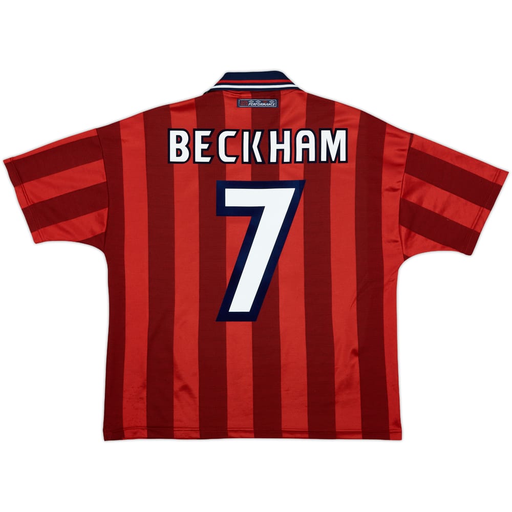 1997-99 England Away Shirt Beckham #7 - 8/10 - (L.Boys)