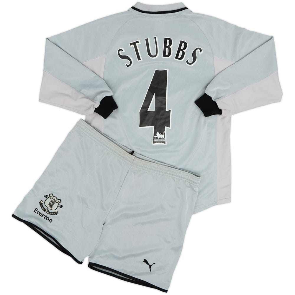 2001-02 Everton Away L/S Shirt & Shorts Stubbs #4 - 8/10 - (M.Boys)