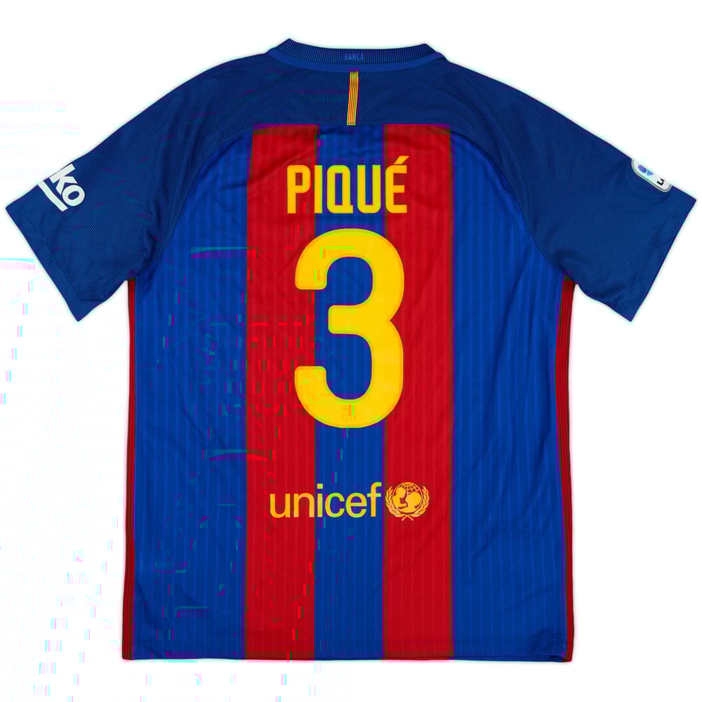 2016-17 Barcelona Home Shirt Pique #3 - 8/10 - (L)