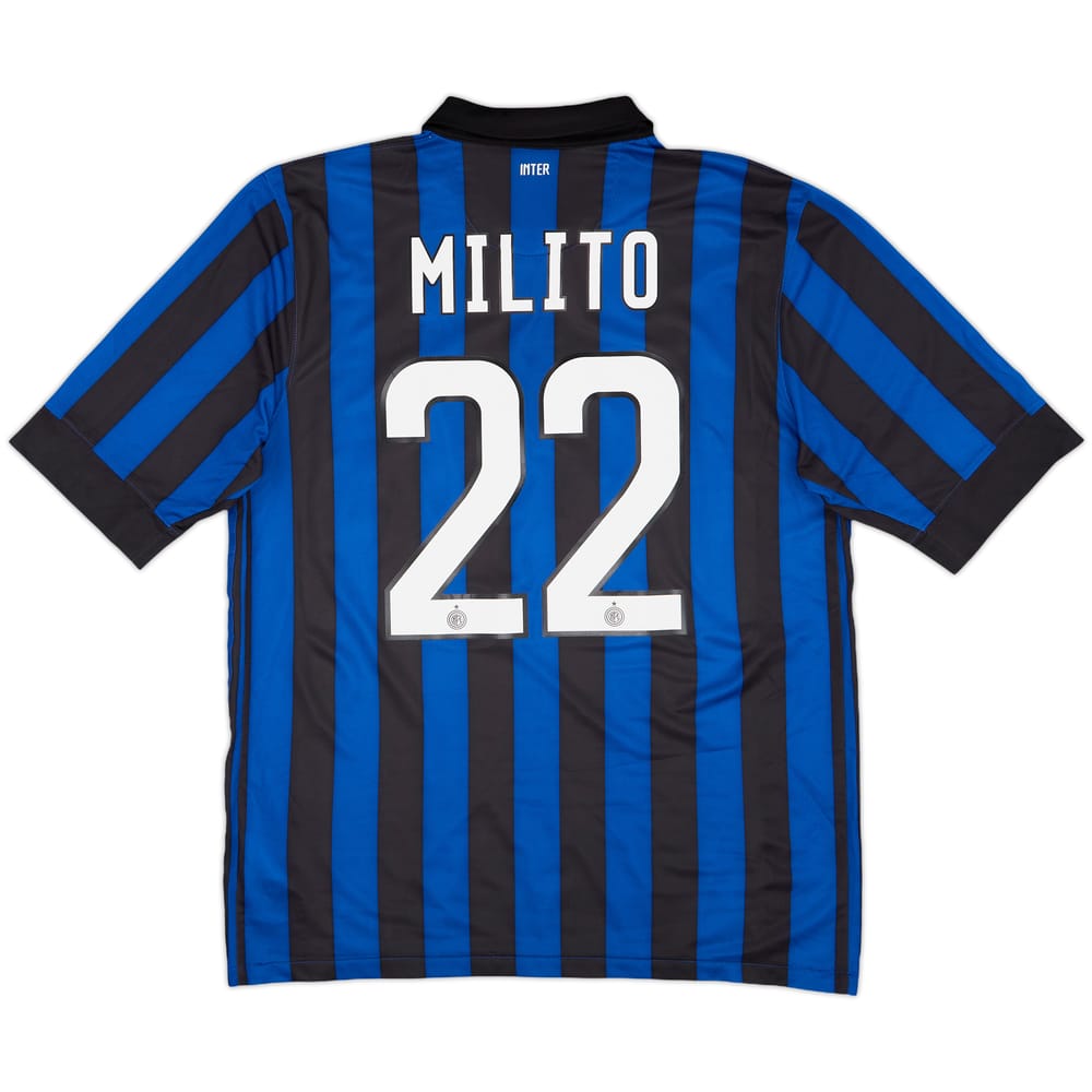 2011-12 Inter Milan Home Shirt Milito #22 - 8/10 - (L)