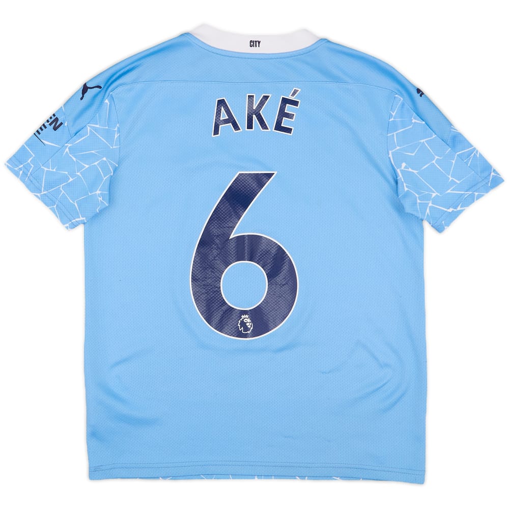 2020-21 Manchester City Home Shirt Ake #6 - 7/10 - (L.Boys)