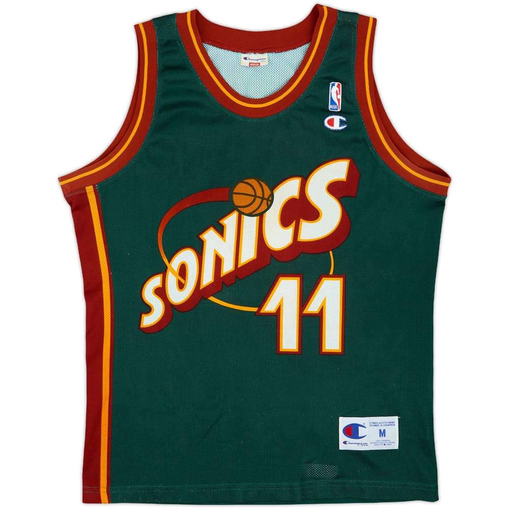 1995-99 Seattle Supersonics Schrempf #11 Champion Away Jersey - 8/10 - (M)