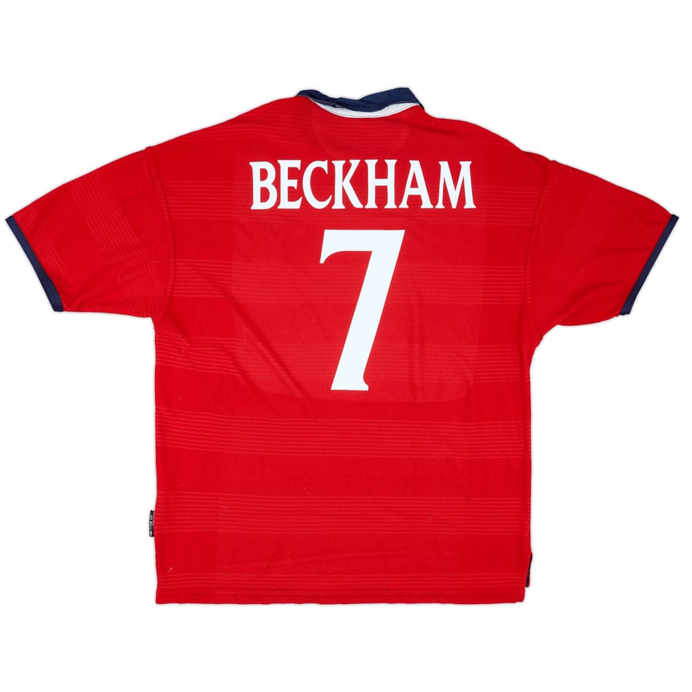 1999-01 England Away Shirt Beckham #7 - 5/10 - (XL)