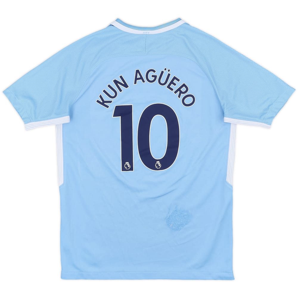 2017-18 Manchester City Home Shirt Kun Aguero #10 - 5/10 - (L.Boys)