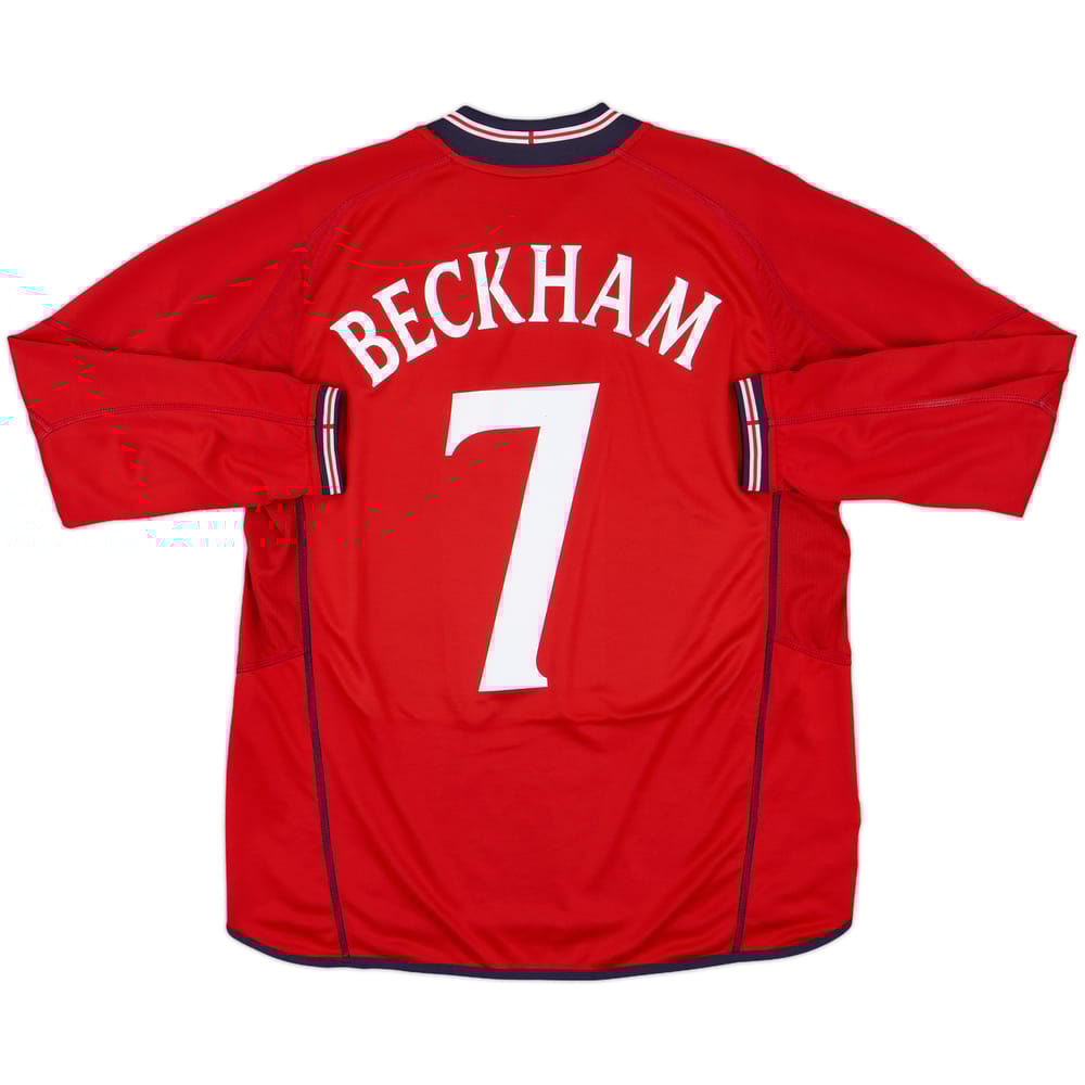 2002-04 England Away L/S Shirt Beckham #7 - 8/10 - (XL)