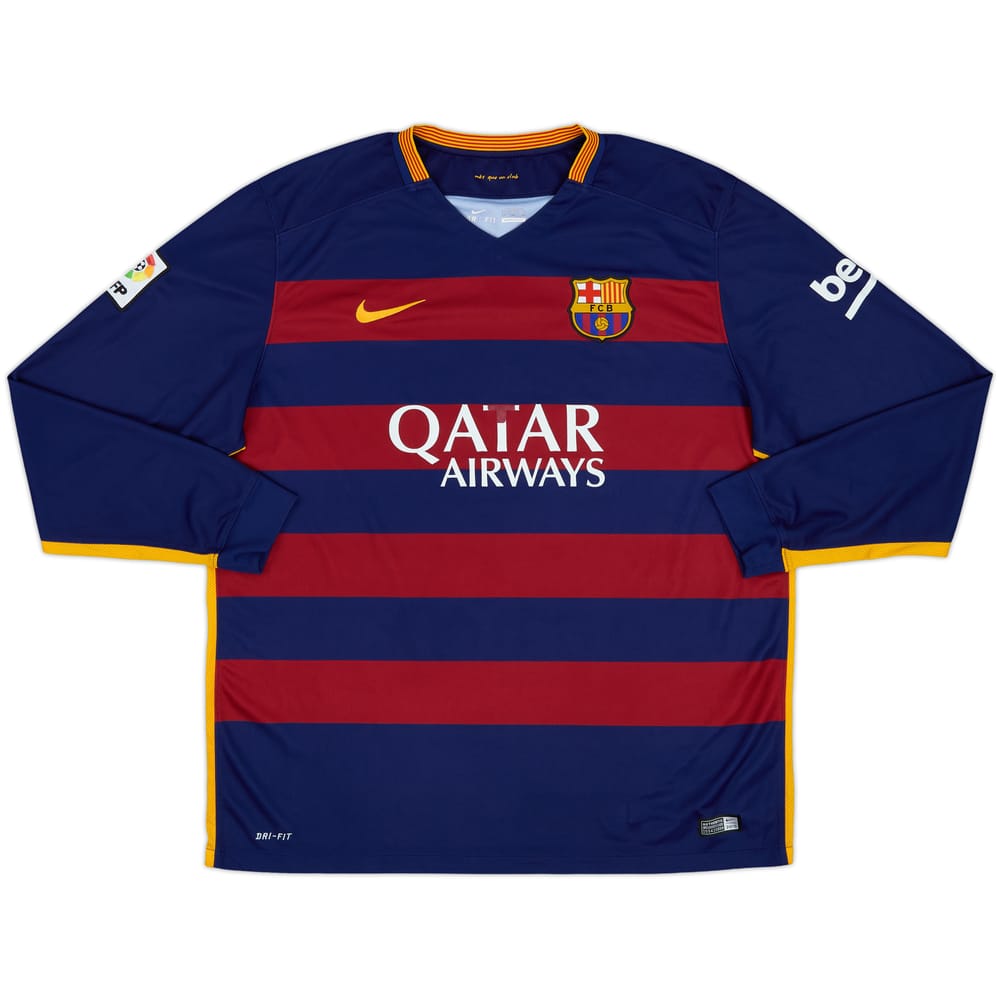 2015-16 Barcelona Home L/S Shirt - 5/10 - (XXL)