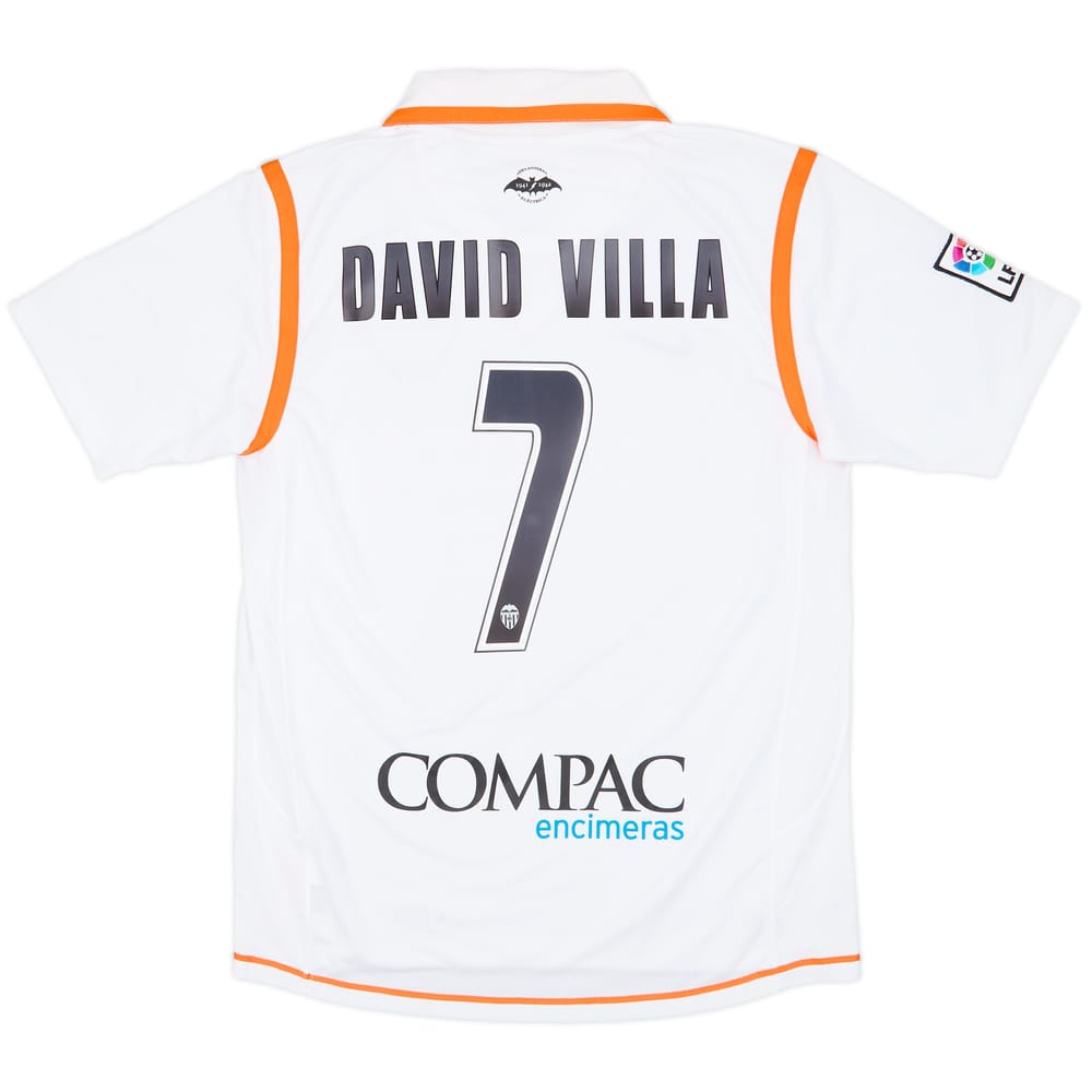 2007-08 Valencia Home Shirt David Villa #7 - 9/10 - (L)