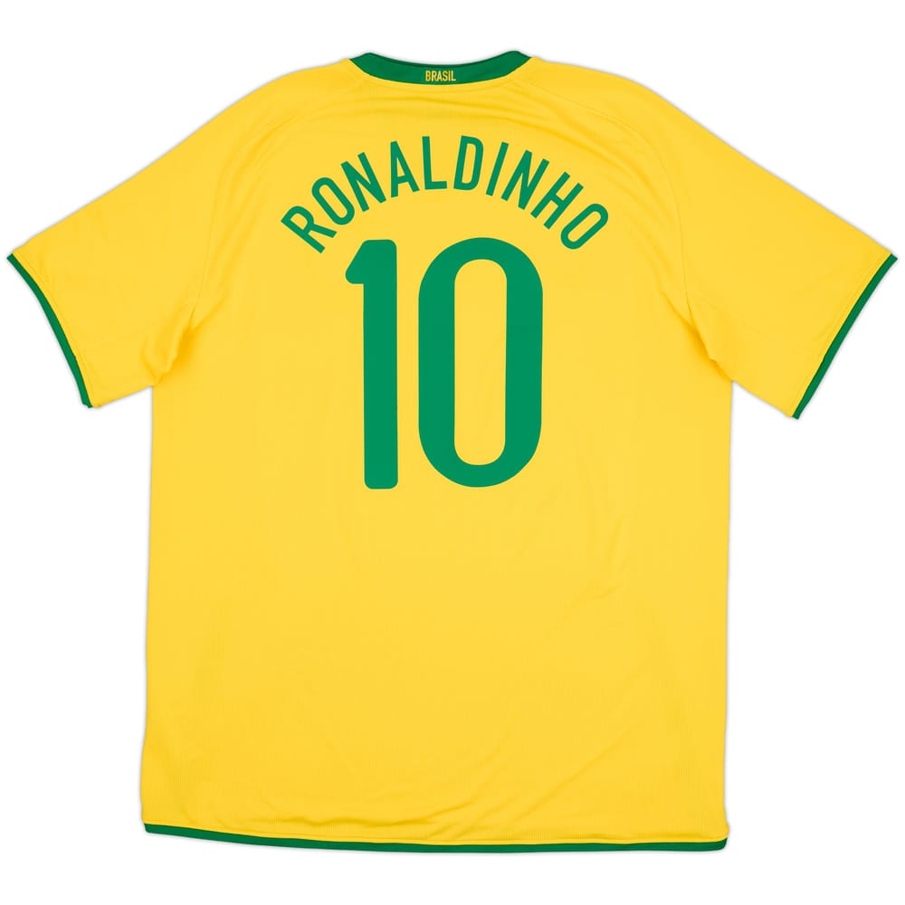 2008-10 Brazil Home Shirt Ronaldinho #10 - 8/10 - (XL)