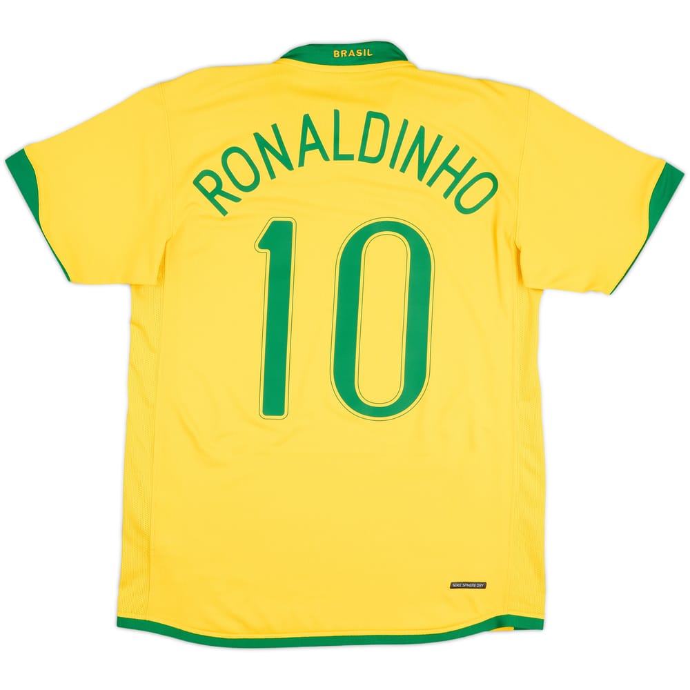 2006-08 Brazil Home Shirt Ronaldinho #10 - 7/10 - (M)