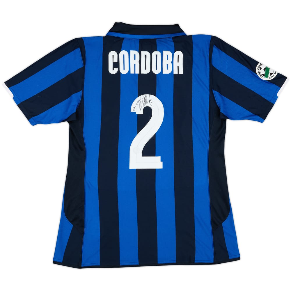 2007-08 Inter Milan Match Issue Supercoppa Signed Home Shirt Cordoba #2