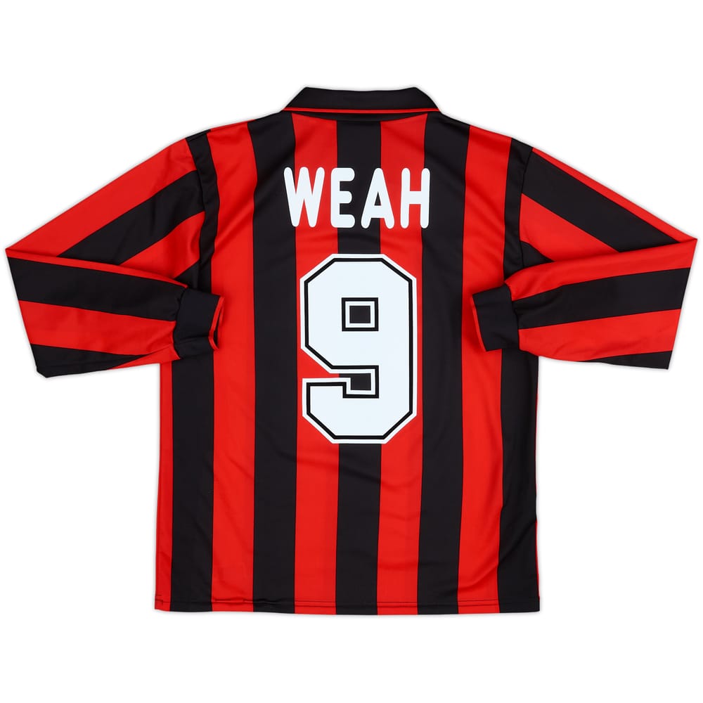 1995-96 AC Milan Home L/S Shirt Weah #9 - 8/10 - (15-16 Years)