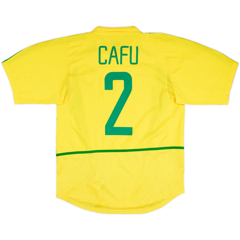 2002-04 Brazil Home Shirt Cafu #2 - 8/10 - (M)