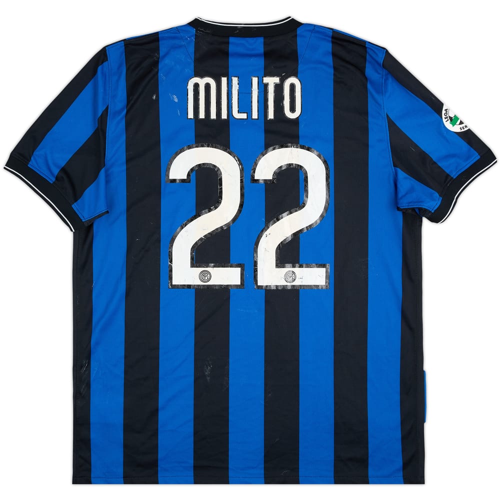 2009-10 Inter Milan Home Shirt Milito #22 - 4/10 - (XL)