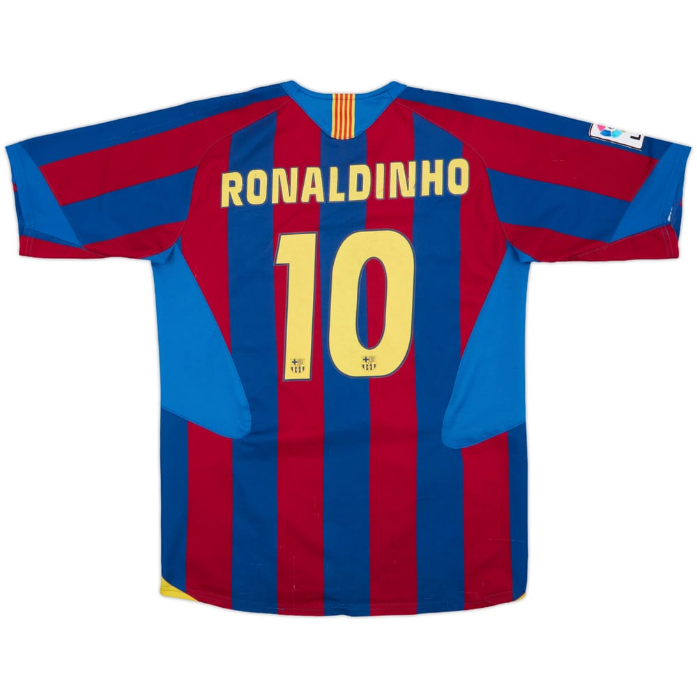 2005-06 Barcelona Home Shirt Ronaldinho #10 - 7/10 - (XL.Boys)