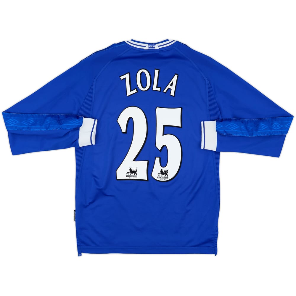 1999-01 Chelsea Home L/S Shirt Zola #25 - 8/10 - (M)