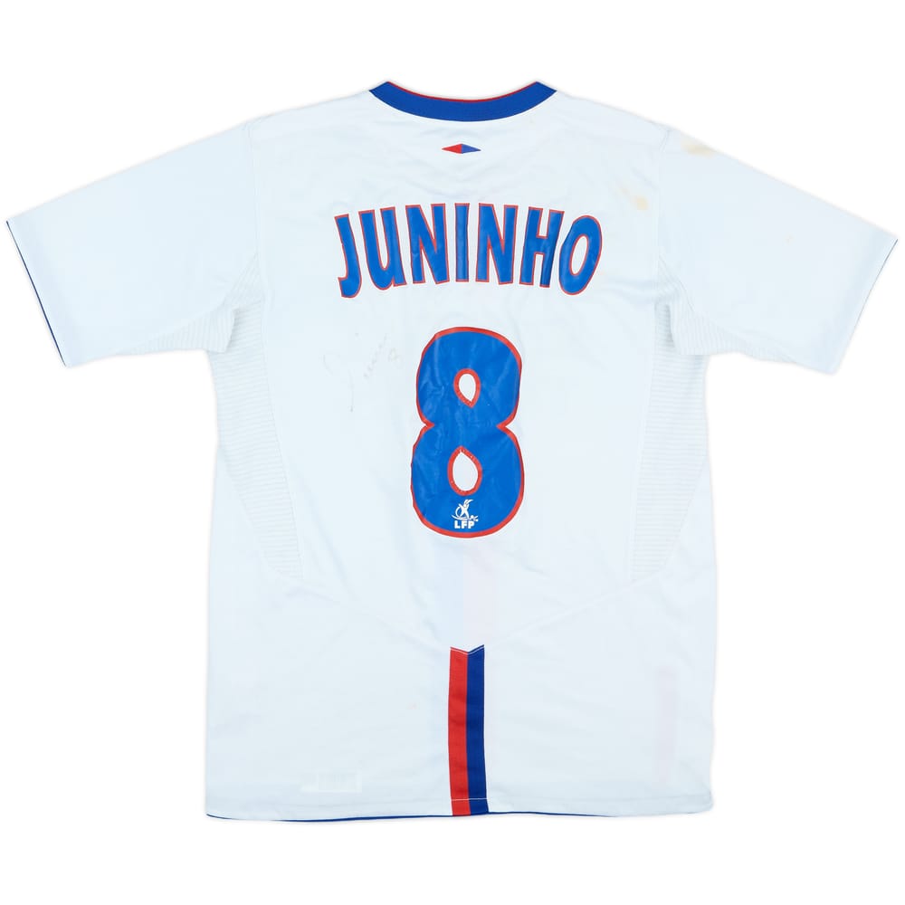 2004-05 Lyon Signed Home Shirt Juninho #8 - 5/10 - (XL.Boys)