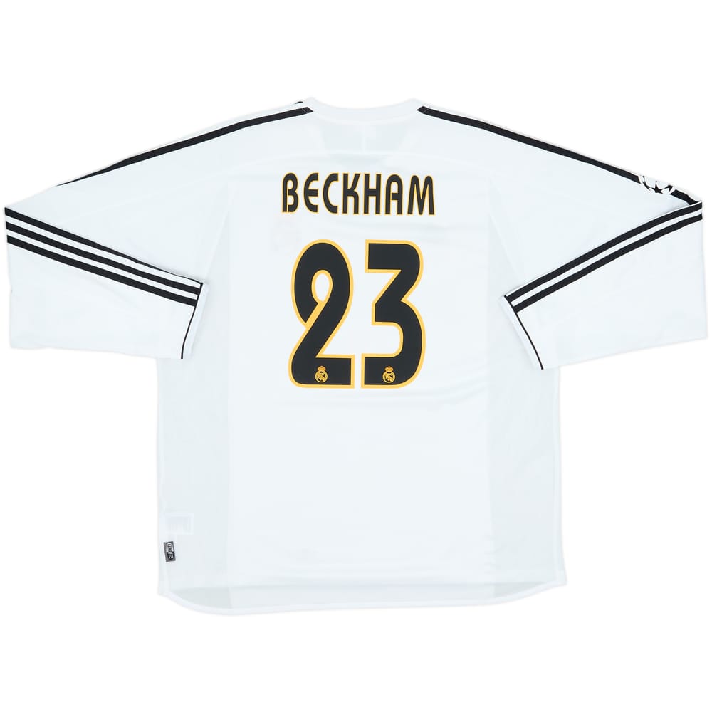 2003-04 Real Madrid Home L/S Shirt Beckham #23 - 9/10 - (XL)