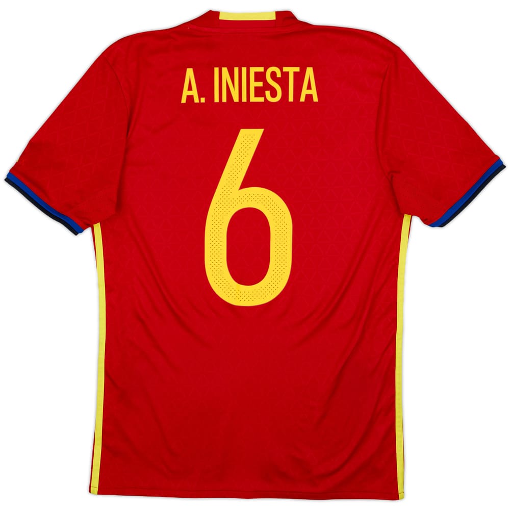 2016-17 Spain Home Shirt A. Iniesta #6 - 10/10 - (S)