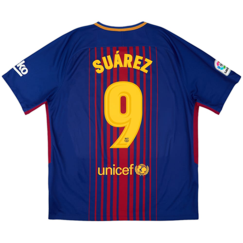 2017-18 Barcelona Home Shirt Suarez #9 - 7/10 - (XL)
