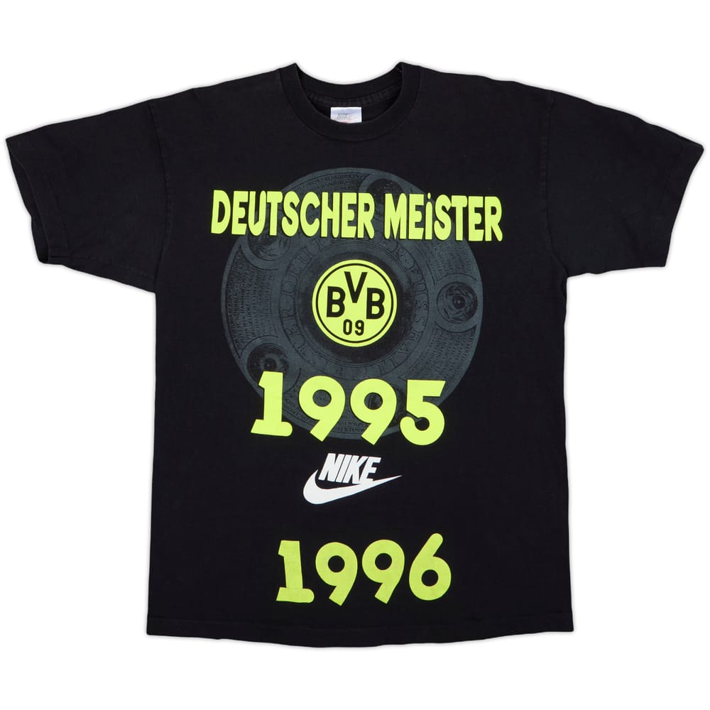 1995-96 Borussia Dortmund Nike 'Deutscher Meister' Cotton Tee - 8/10 - (M)