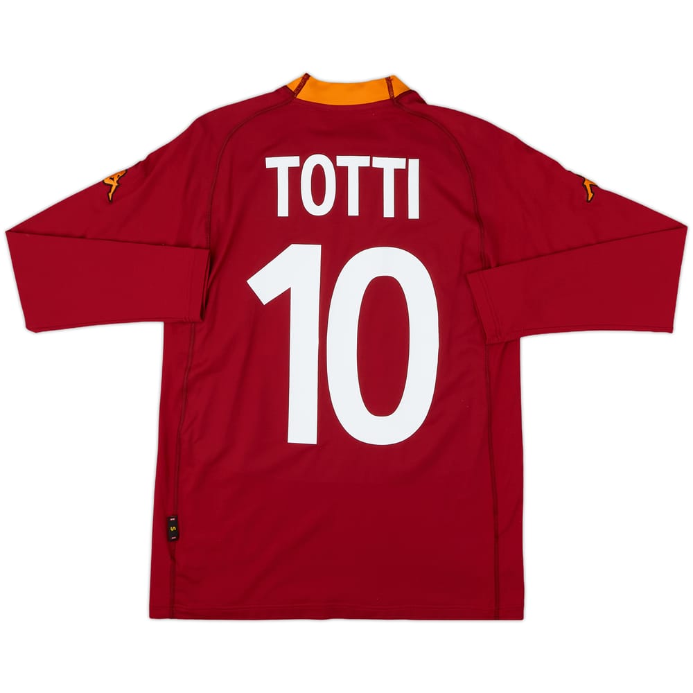 2000-01 Roma Home L/S Shirt Totti #10 - 7/10 - (S)