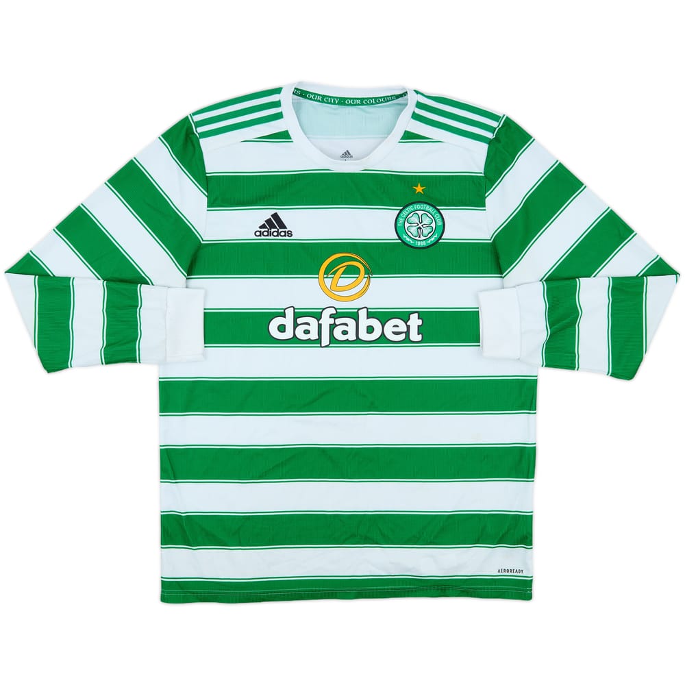 2021-22 Celtic Home L/S Shirt - 6/10 - (L)