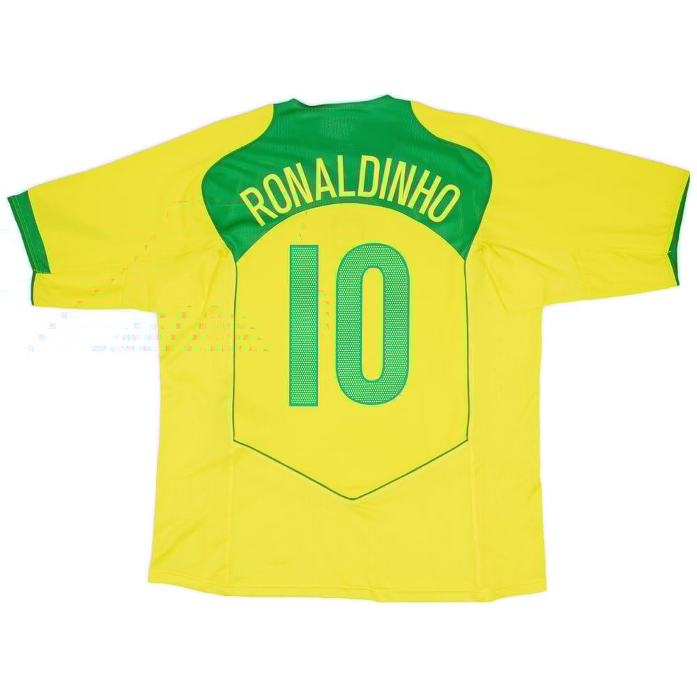 2004-06 Brazil Home Shirt Ronaldinho #10 - 8/10 - (XL)