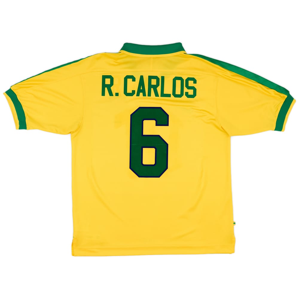 1997-98 Brazil Home Shirt R.Carlos #6 - 7/10 - (L)