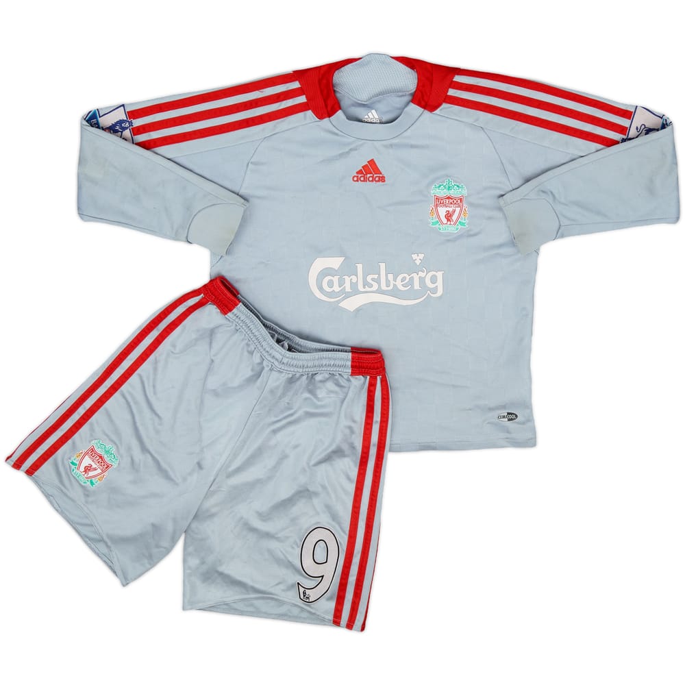 2008-09 Liverpool Away L/S Shirt & Shorts Torres #9 - 6/10 - (S.Boys)