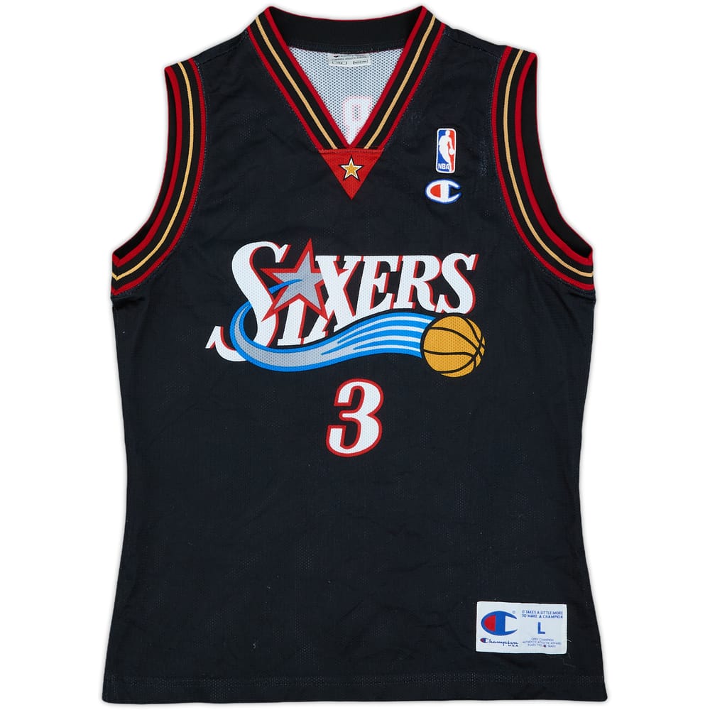 2000-06 Philadelphia 76ers Iverson #3 Champion Away Jersey - 8/10 - (L.Boys)