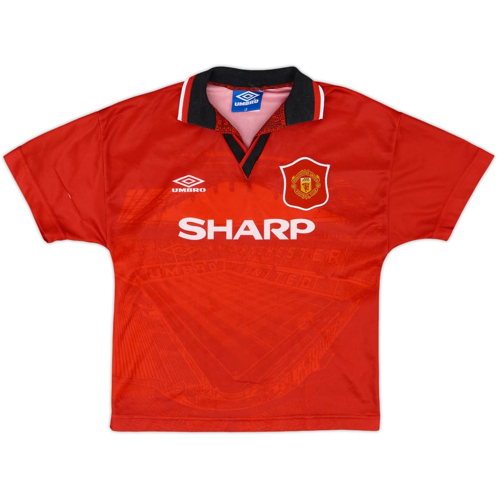 1994-96 Manchester United Home Shirt - 8/10 - (L.Boys)