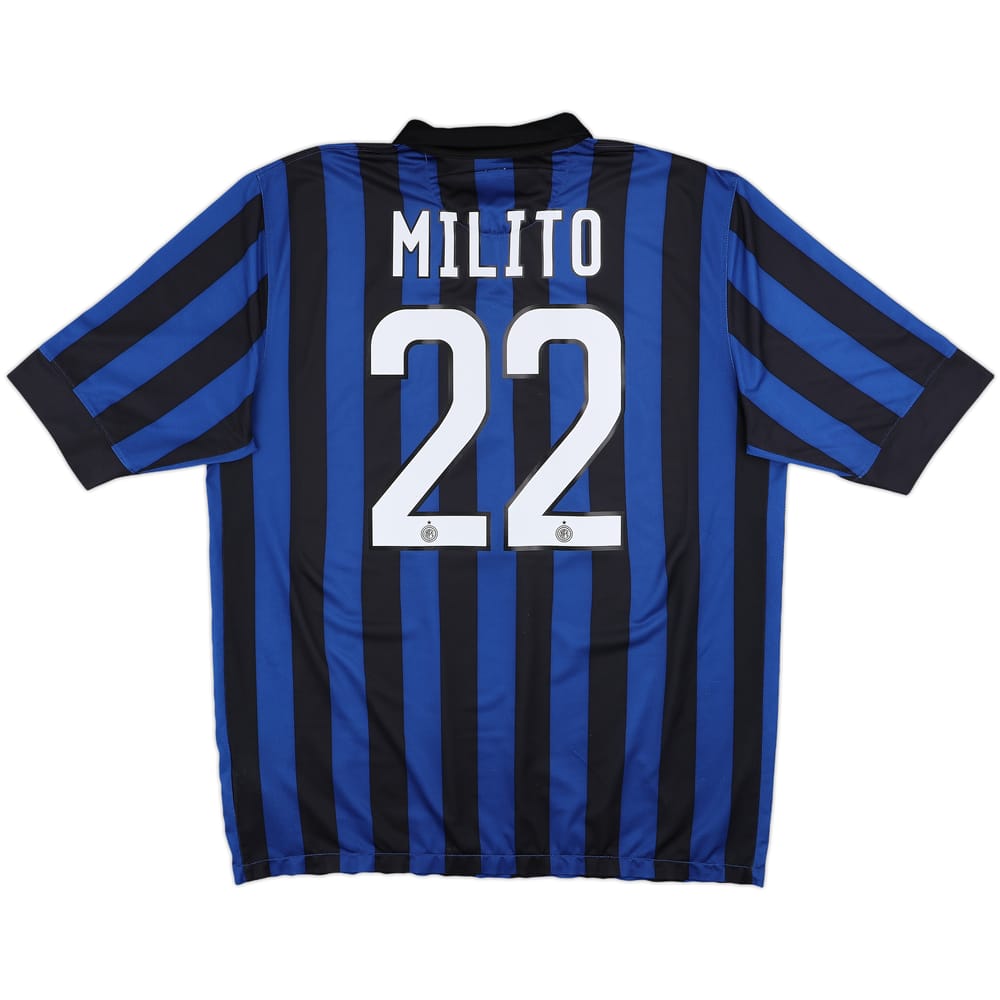 2011-12 Inter Milan Home Shirt Milito #22 - 6/10 - (XL)