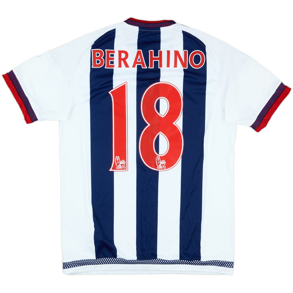 2015-16 West Brom Match Issue Squad Signed FA Cup Home Shirt Berahino #18