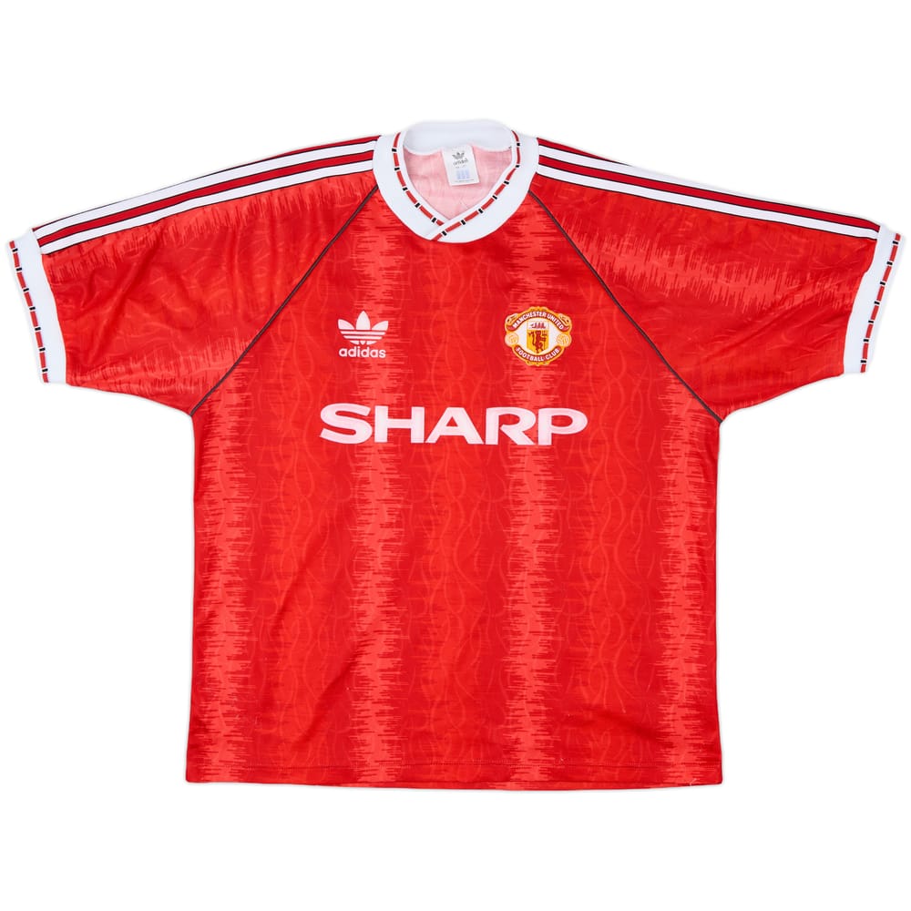 1990-92 Manchester United Home Shirt - 8/10 - (L/XL)