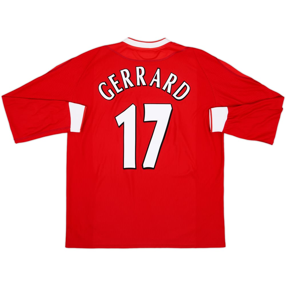 2002-04 Liverpool Home L/S Shirt Gerrard #17 - 9/10 - (XL)