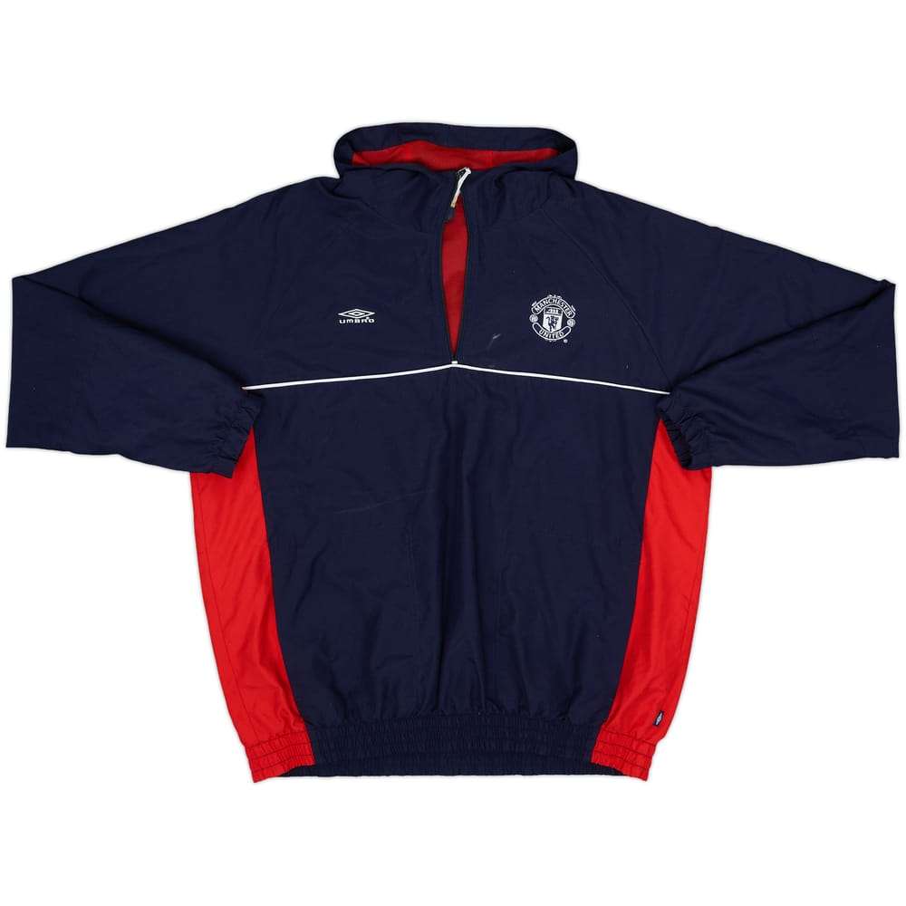 2000-01 Manchester United Umbro 1/4 Zip Hooded Track Jacket - 5/10 - (L)
