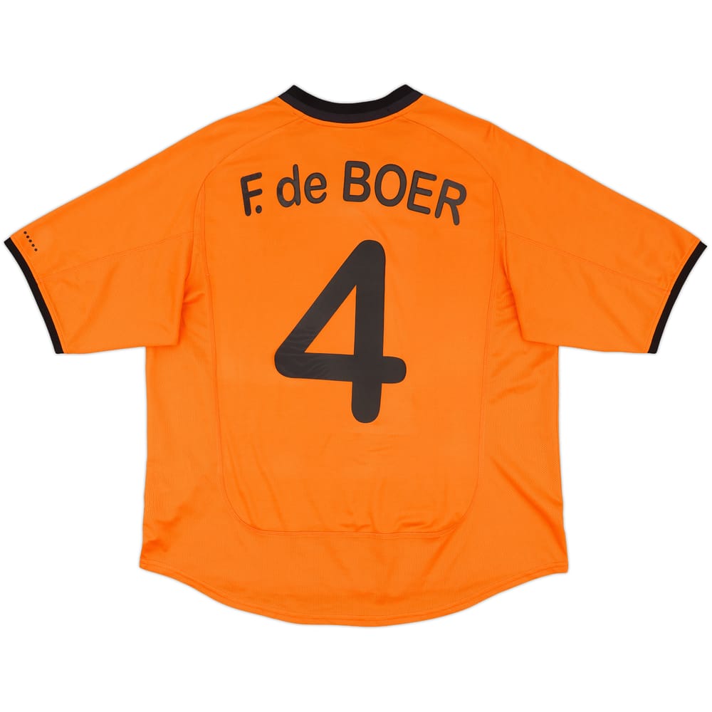 2000-02 Netherlands Home Shirt F. De Boer #4 - 7/10 - (XL)