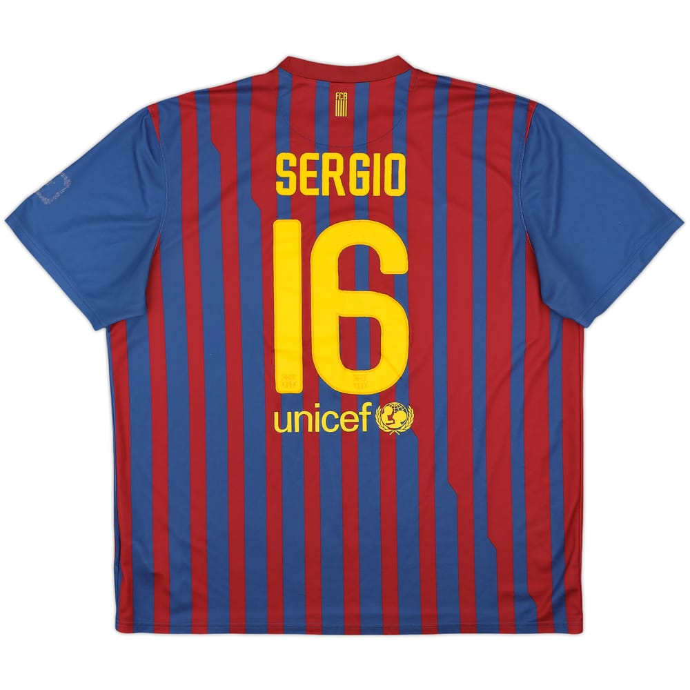 2011-12 Barcelona Basic Home Shirt Sergio #16 - 6/10 - (XXL)
