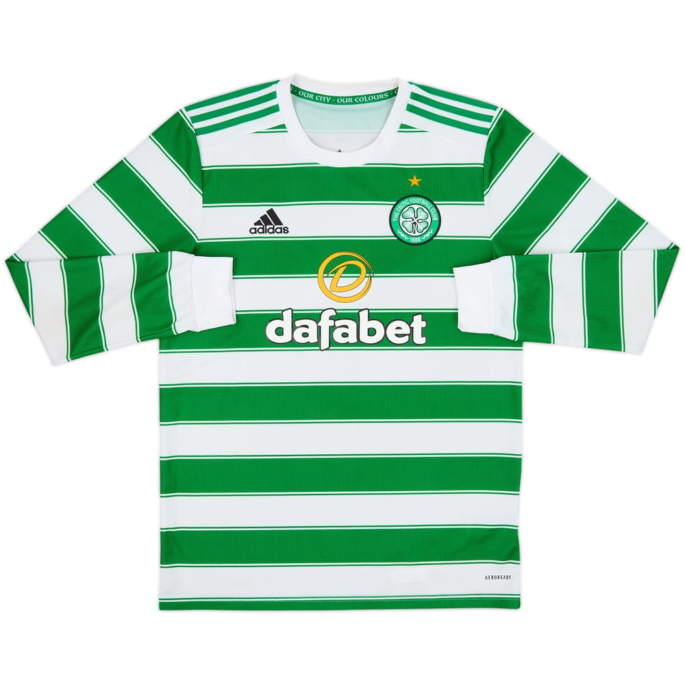 2021-22 Celtic Home L/S Shirt - 8/10 - (M)