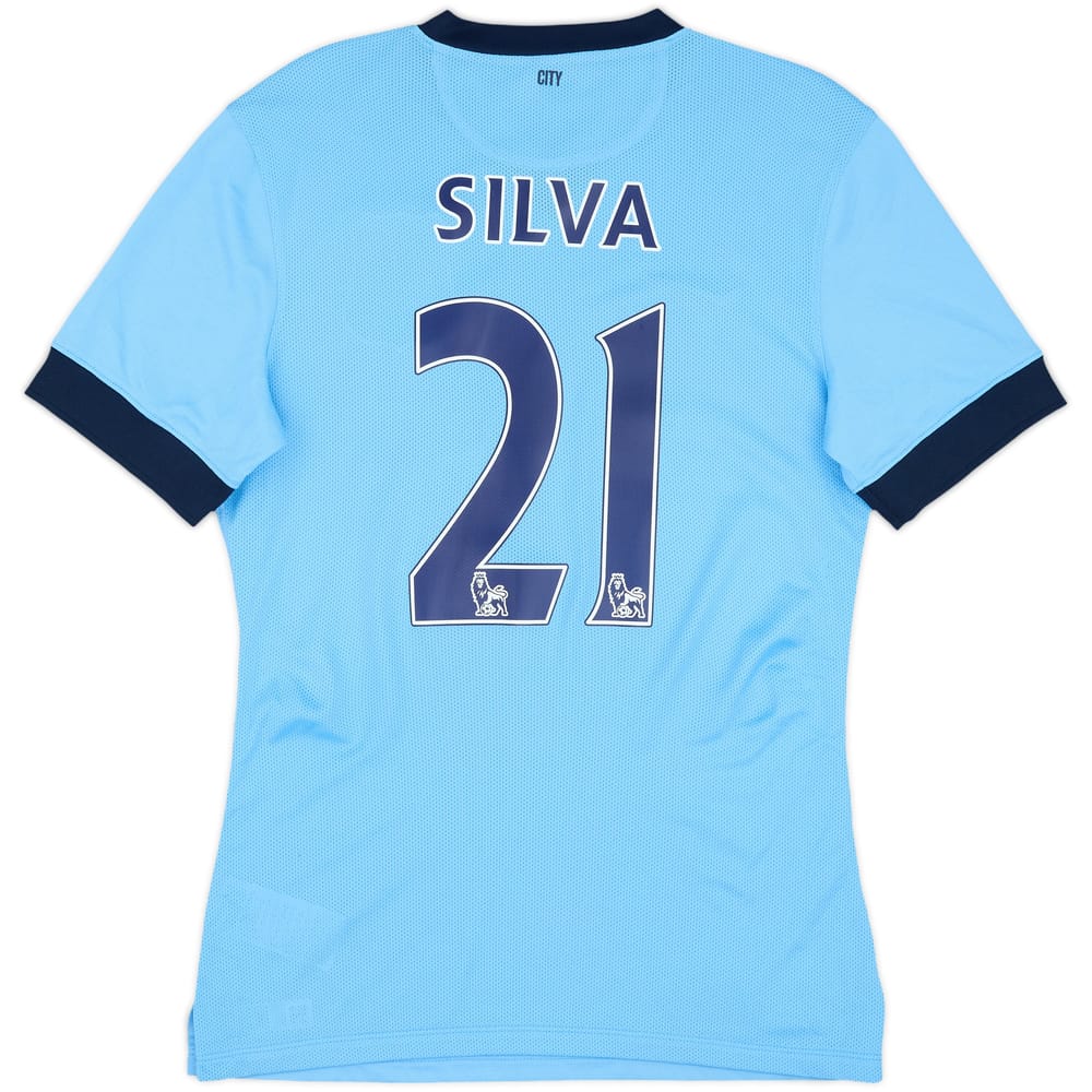 2014-15 Manchester City Authentic Home Shirt Silva #21 - 9/10 - (M)