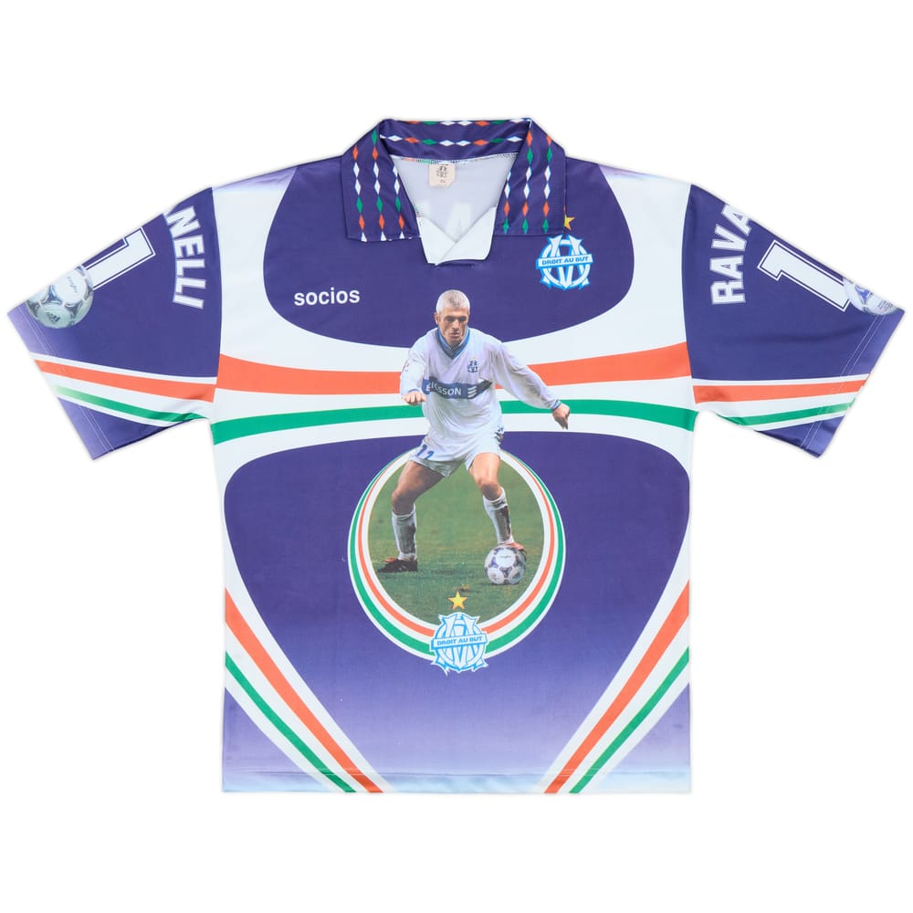 1997-98 Olympique Marseille Graphic Fan Shirt Ravanelli #11 - 9/10 - (XL)