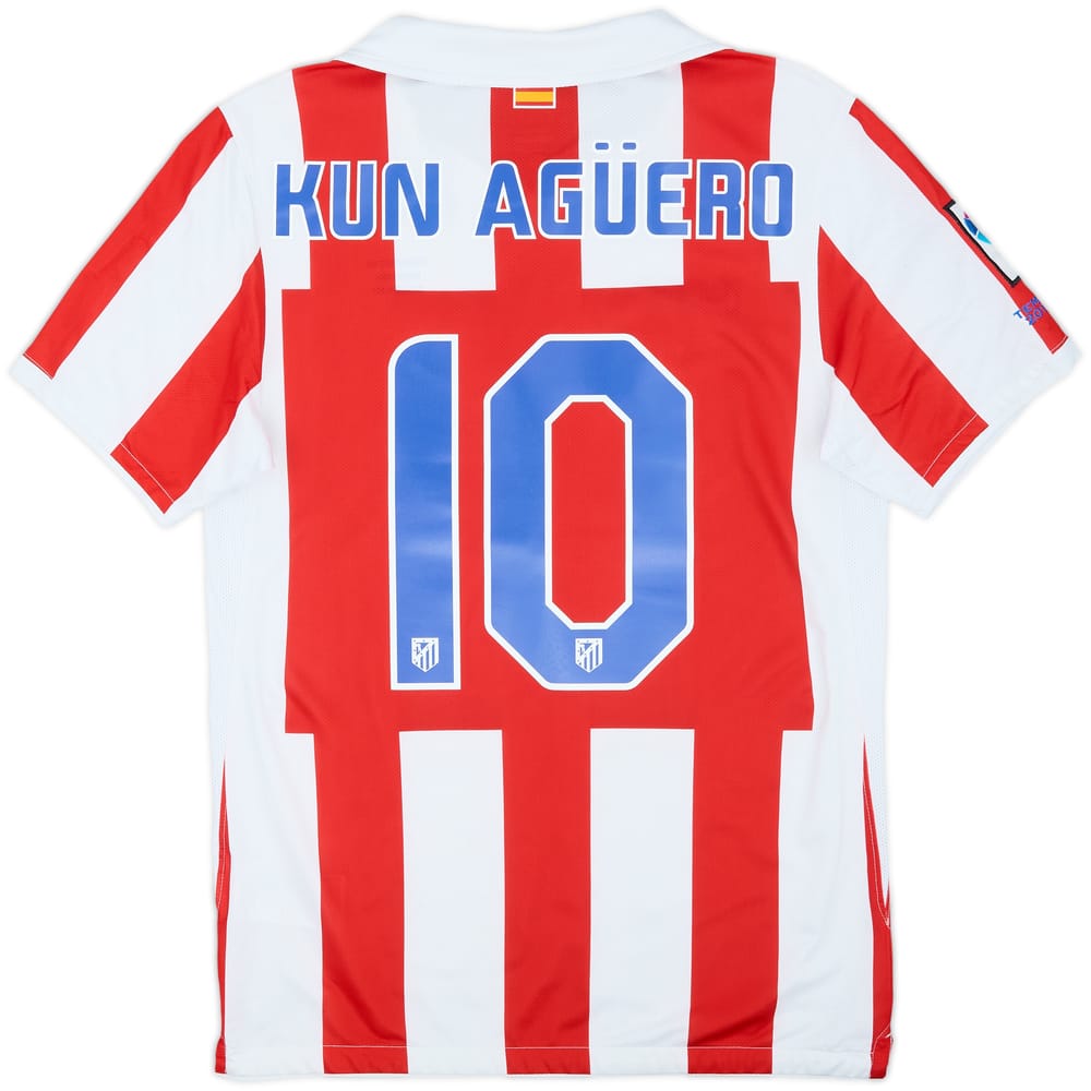 2010-11 Atletico Madrid Home Shirt Kun Aguero #10 - 7/10 - (S)