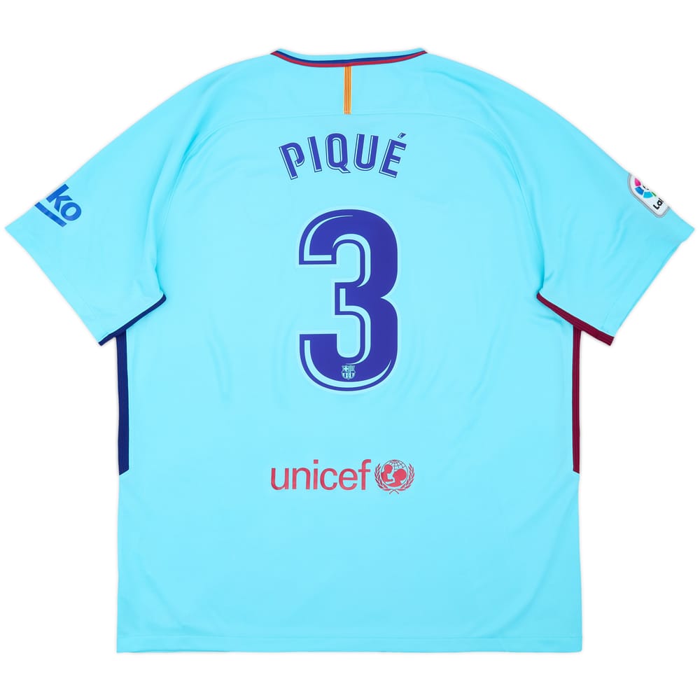 Camiseta de visitante del Barcelona 2017-18 Pique #3 - 10/10 - (XXL)