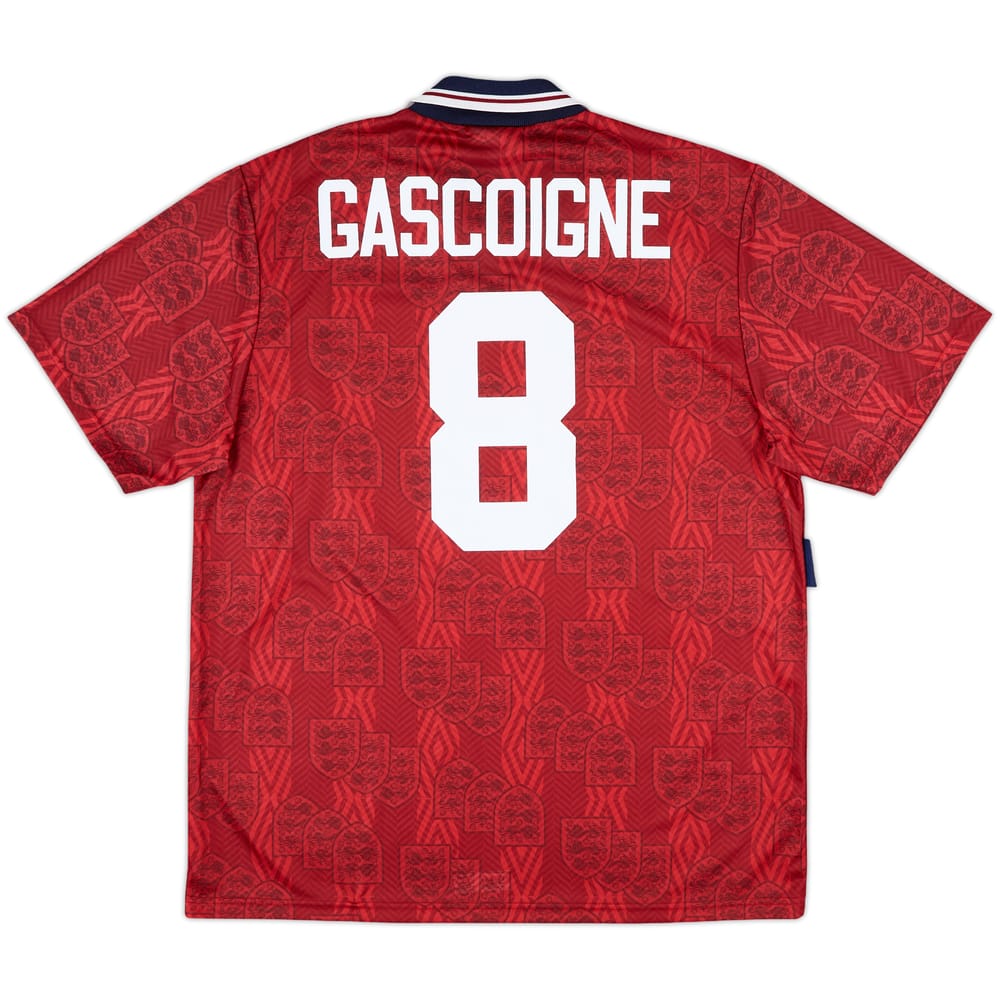 1993-95 England Away Shirt Gascoigne #8 - 9/10 - (XL)