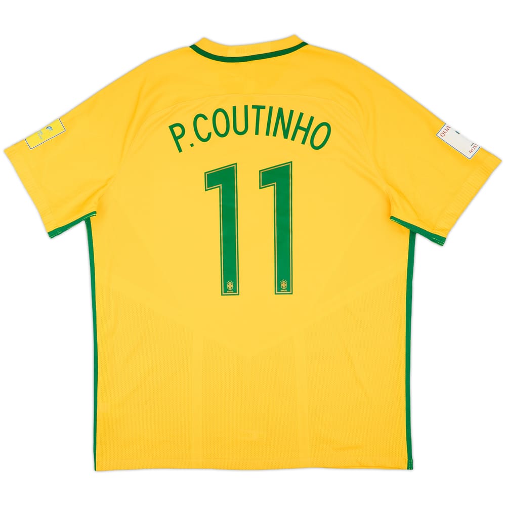 2016-17 Brazil Authentic Home Shirt P.Coutinho #11 (XXL)