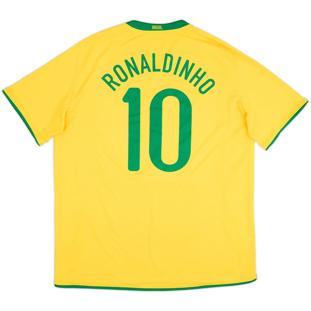 2008-10 Brazil Home Shirt Ronaldinho #10 - 6/10 - (XXL)