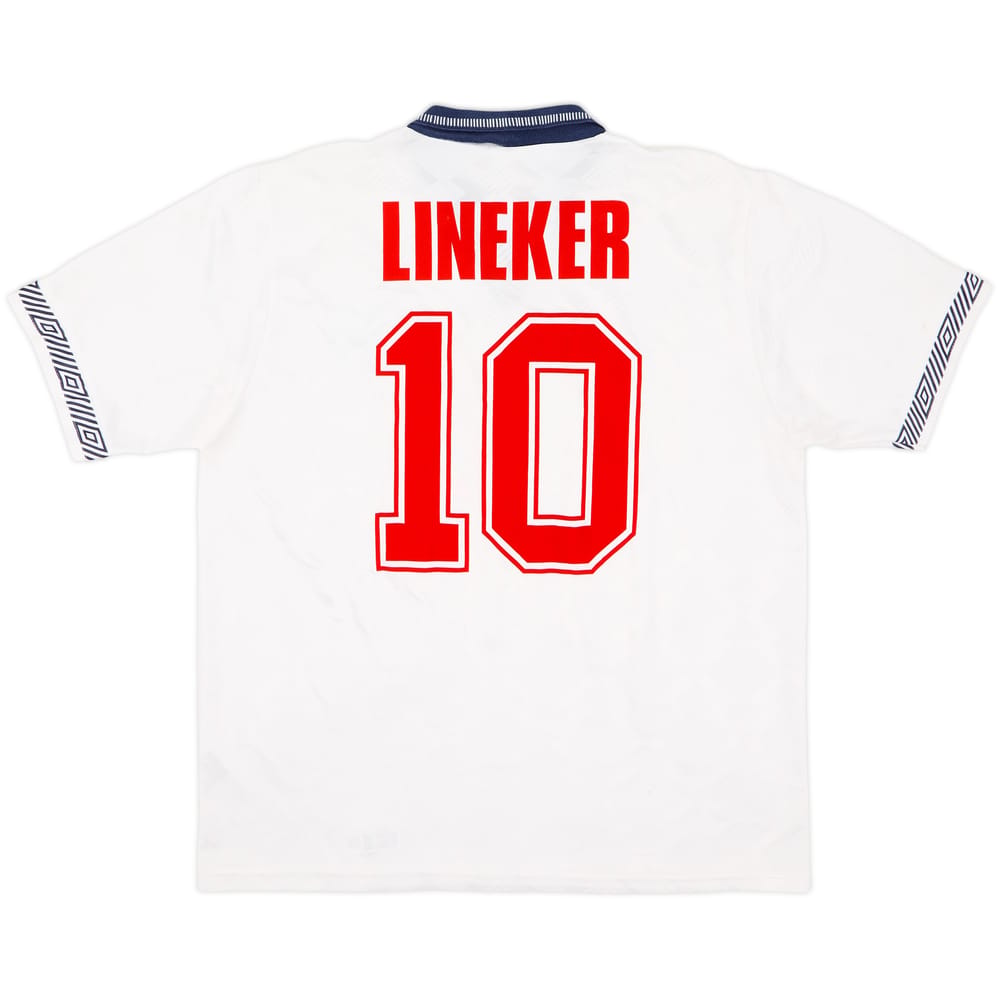 1990-92 England Home Shirt Lineker #10 - 8/10 - (XL)