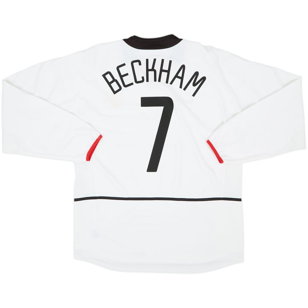 2002-03 Manchester United Away L/S Shirt Beckham #7 - 8/10 - (L)