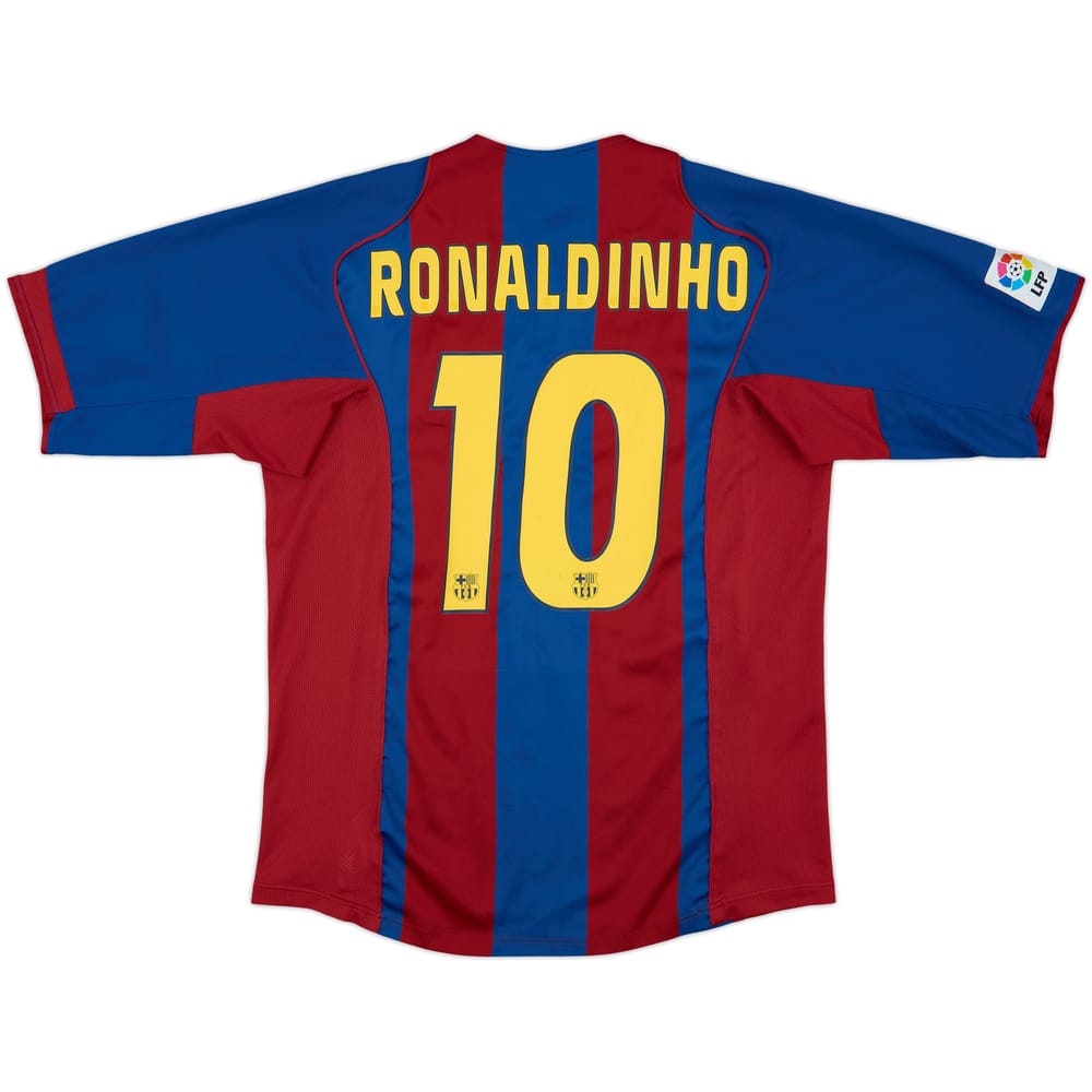 2004-05 Barcelona Home Shirt Ronaldinho #10 - 8/10 - (L)