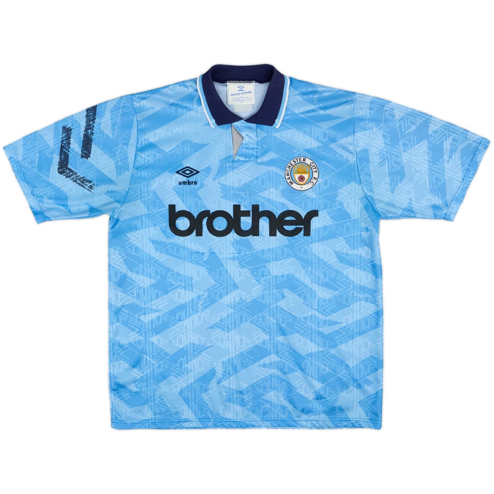 1991-93 Manchester City Home Shirt - 8/10 - (L)